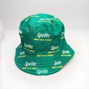 Sprite Unisex Green White All Over Print Bucket Hat Cap One Size Fit Most